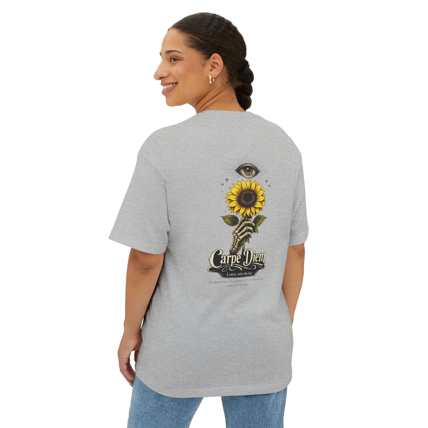 Dragon & Sunflower Graphic Tee — Carpe Diem Aesthetic Oversized T‑Shirt