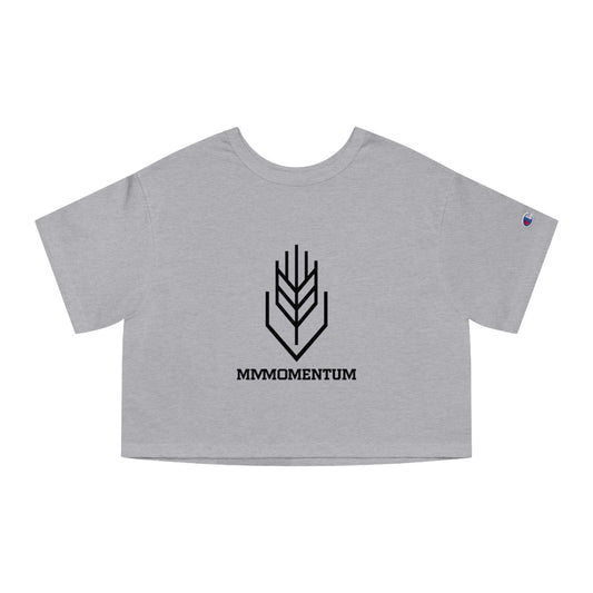 MMMomentum Cropped T-Shirt — Minimalist Wheat Logo Crop Top