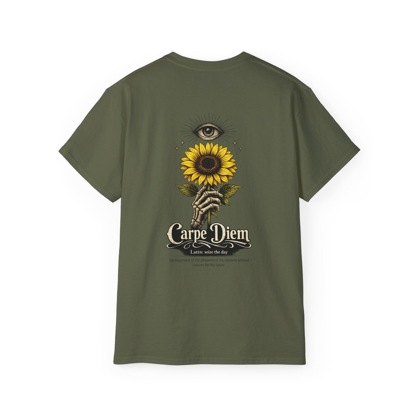 Carpe Diem Sunflower & Dragon Graphic Tee