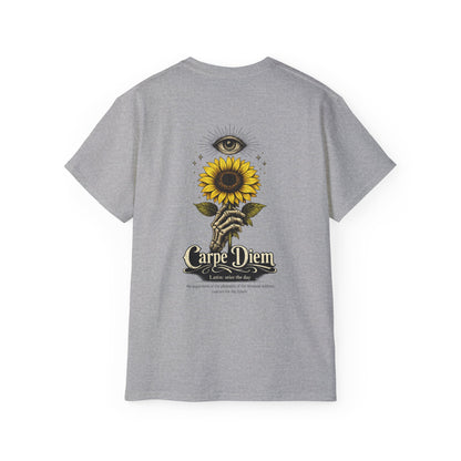 Carpe Diem Sunflower & Dragon Graphic Tee