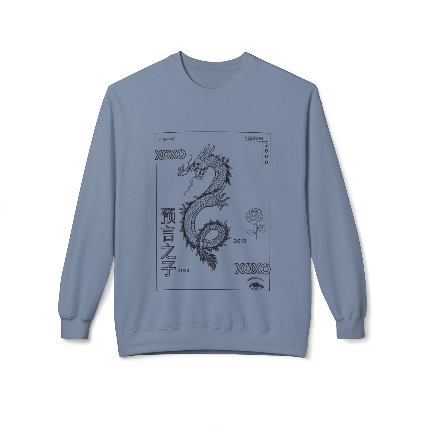 Carpe Diem Sunflower & Dragon Crewneck Sweatshirt