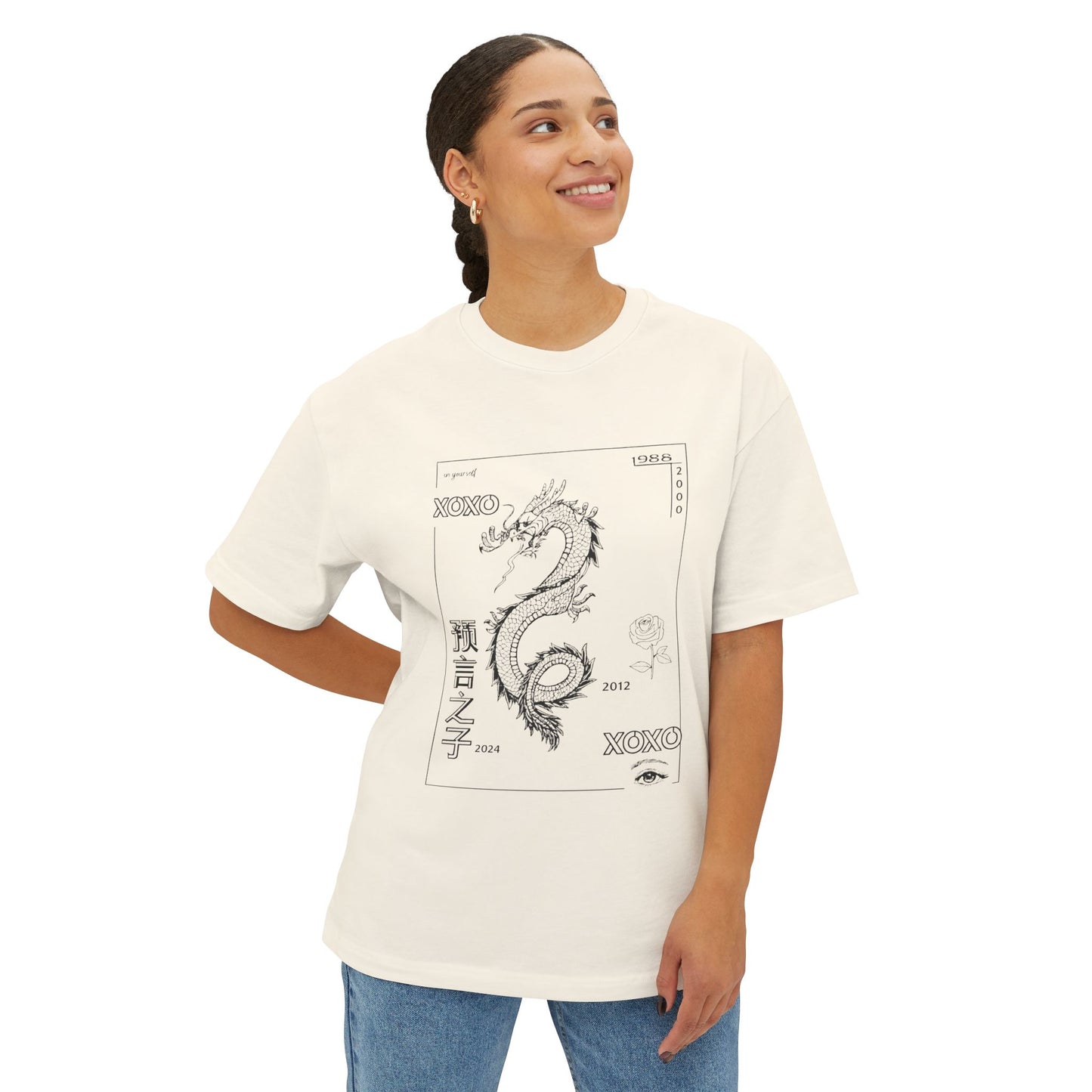 Dragon & Sunflower Graphic Tee — Carpe Diem Aesthetic Oversized T‑Shirt