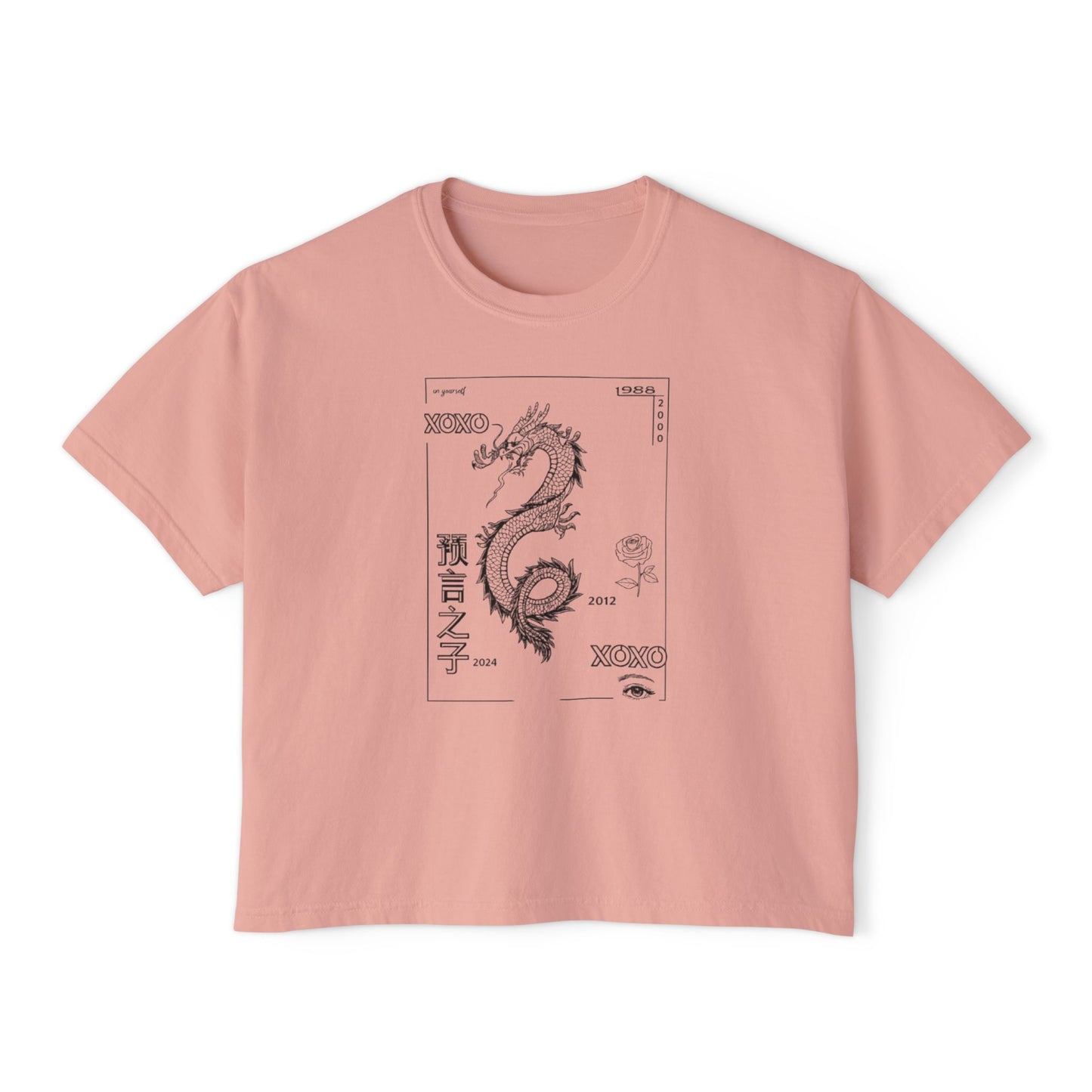 Women's Boxy Tee - Carpe Diem Sunflower & Dragon