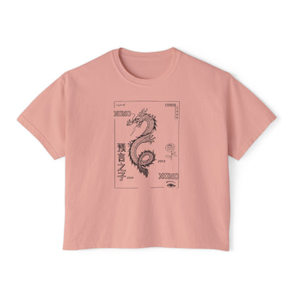 Women's Boxy Tee - Carpe Diem Sunflower & Dragon