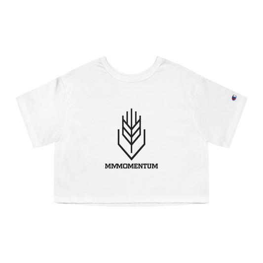 MMMomentum Cropped T-Shirt — Minimalist Wheat Logo Crop Top