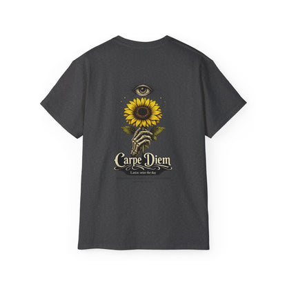 Carpe Diem Sunflower & Dragon Graphic Tee