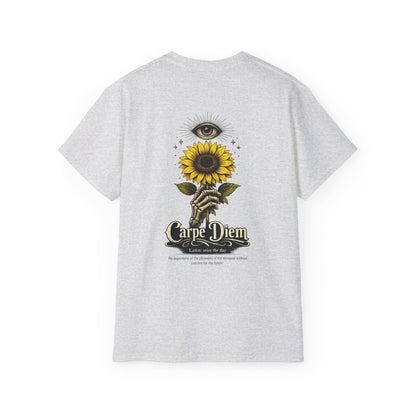 Carpe Diem Sunflower & Dragon Graphic Tee