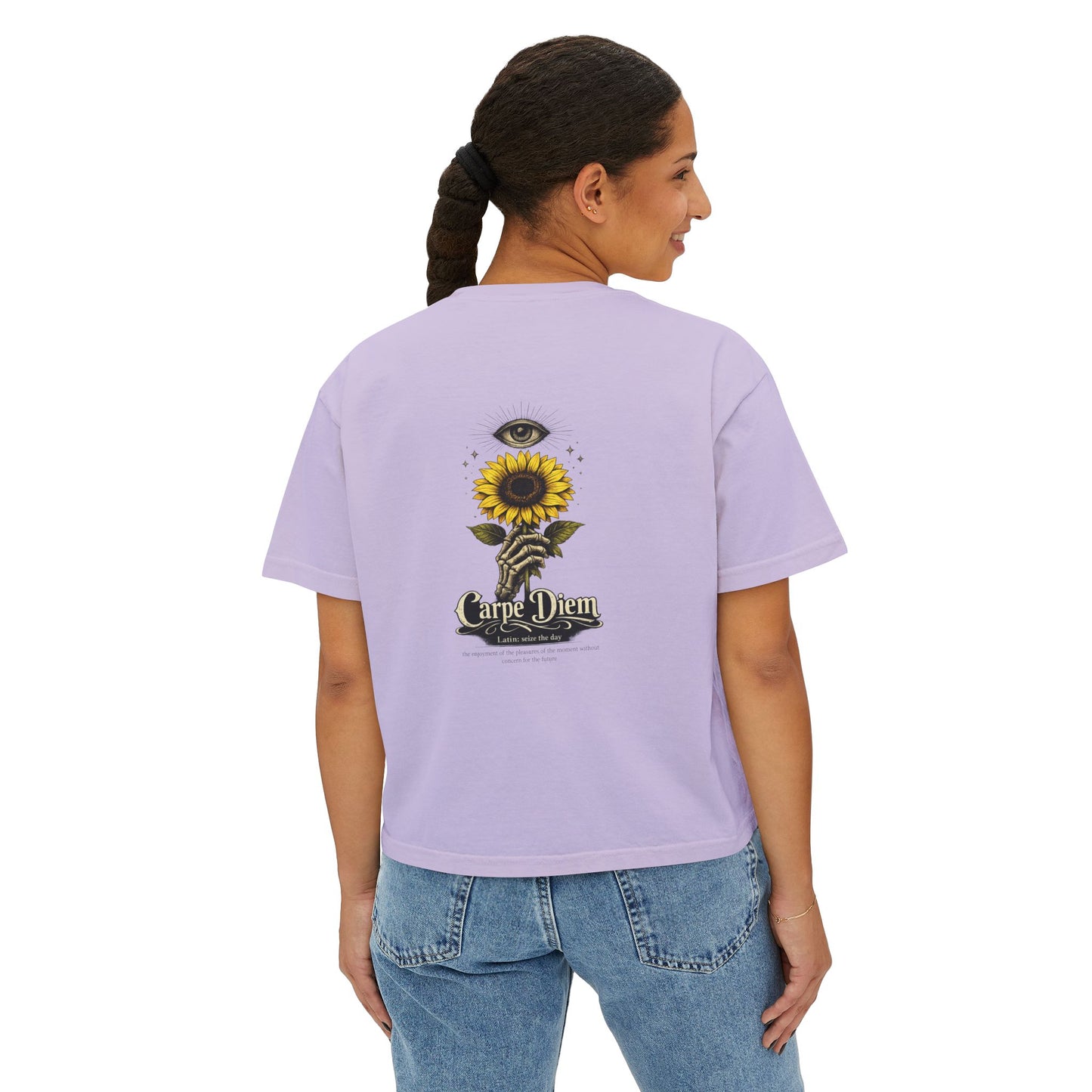 Women's Boxy Tee - Carpe Diem Sunflower & Dragon