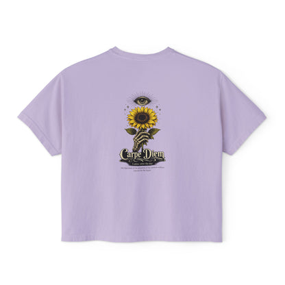 Women's Boxy Tee - Carpe Diem Sunflower & Dragon