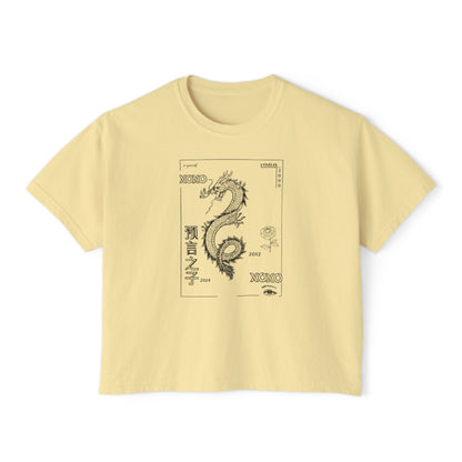 Women's Boxy Tee - Carpe Diem Sunflower & Dragon