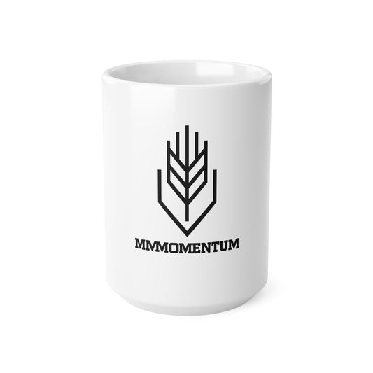 Momentum Logo Ceramic Coffee Mug — Minimalist Black Wheat Emblem (11oz & 15oz)