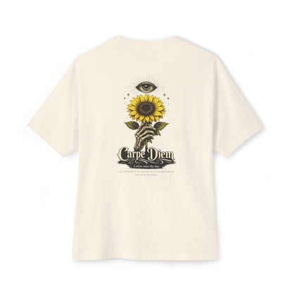Dragon & Sunflower Graphic Tee — Carpe Diem Aesthetic Oversized T‑Shirt