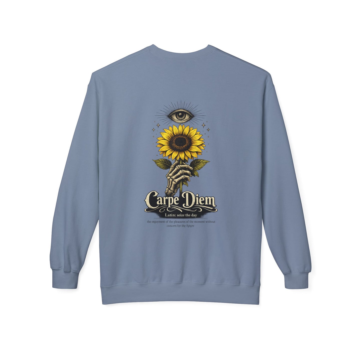 Carpe Diem Sunflower & Dragon Crewneck Sweatshirt