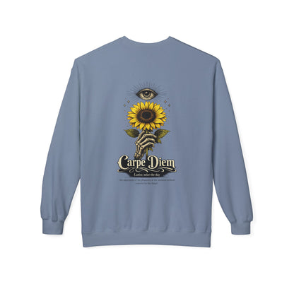 Carpe Diem Sunflower & Dragon Crewneck Sweatshirt
