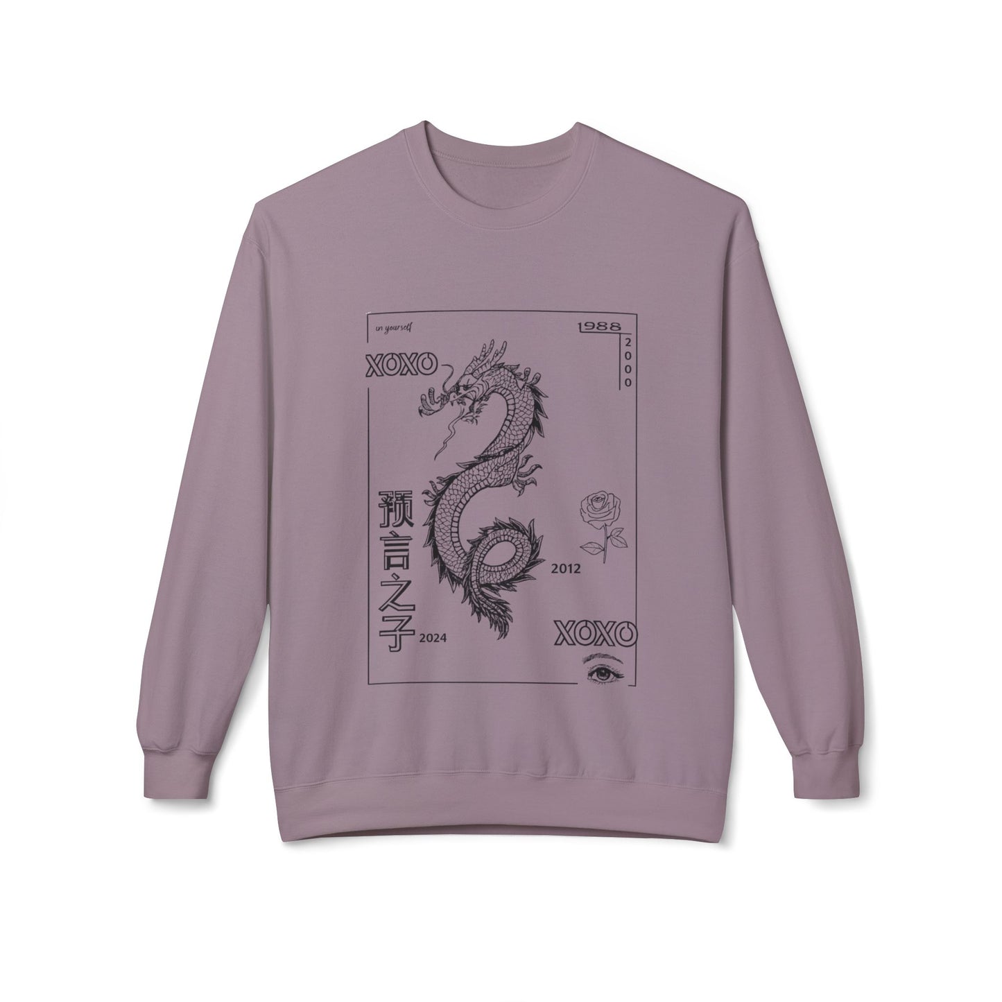 Carpe Diem Sunflower & Dragon Crewneck Sweatshirt