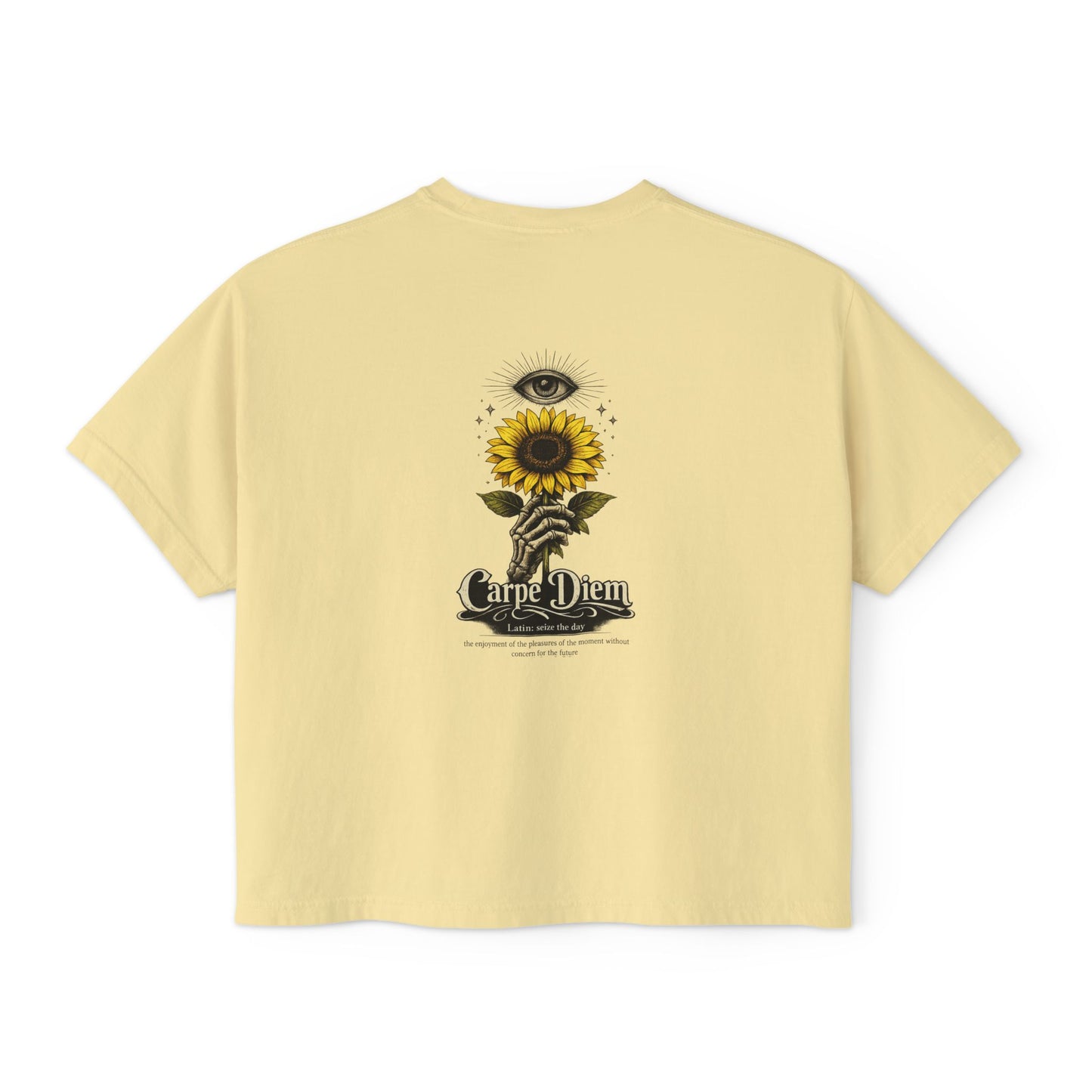 Women's Boxy Tee - Carpe Diem Sunflower & Dragon