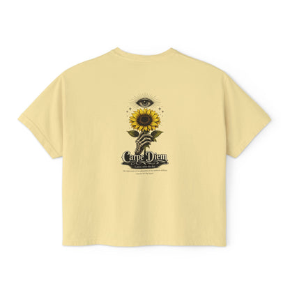Women's Boxy Tee - Carpe Diem Sunflower & Dragon