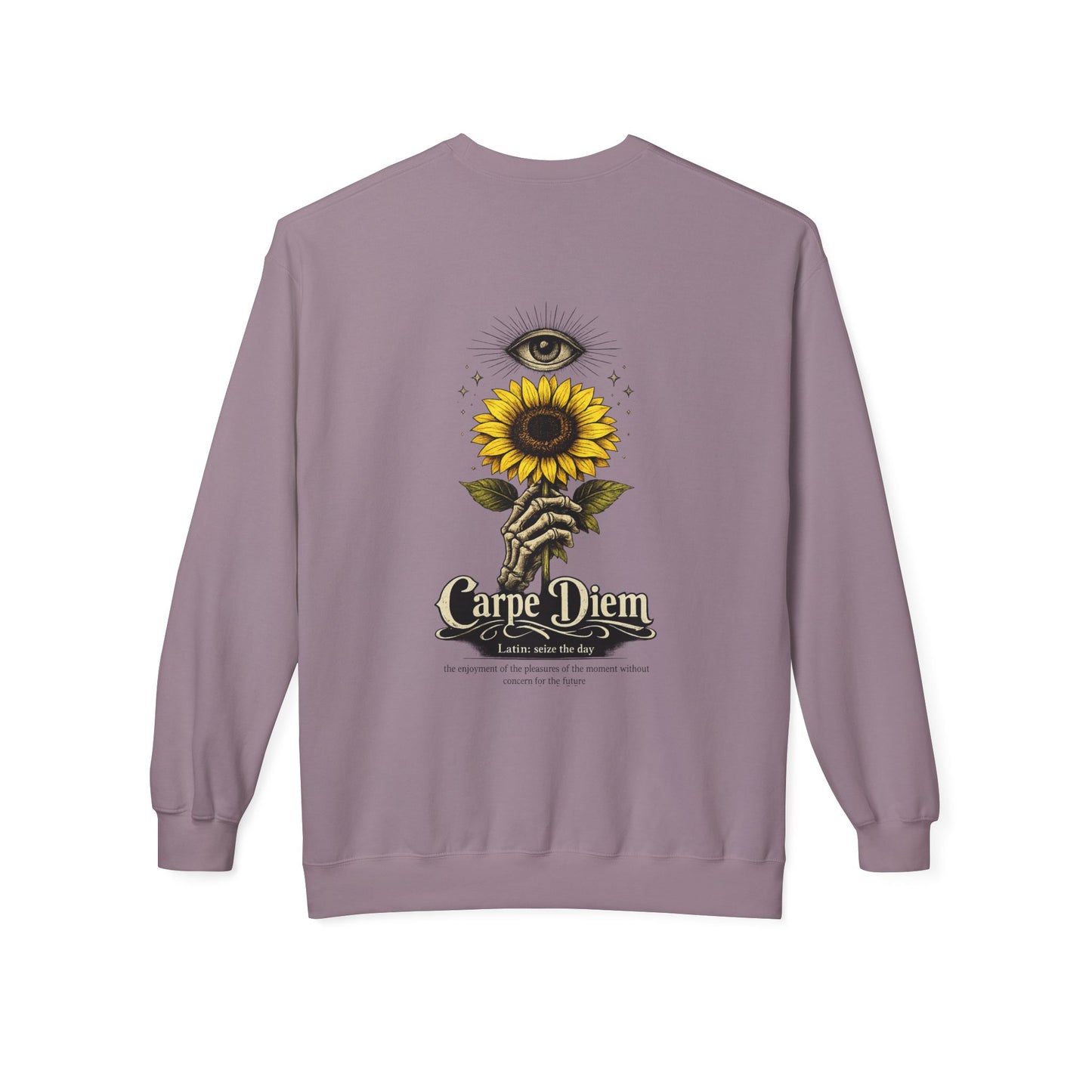Carpe Diem Sunflower & Dragon Crewneck Sweatshirt