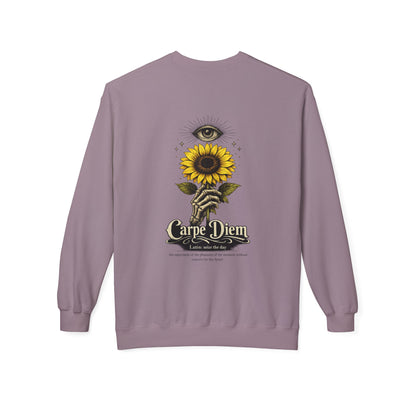 Carpe Diem Sunflower & Dragon Crewneck Sweatshirt