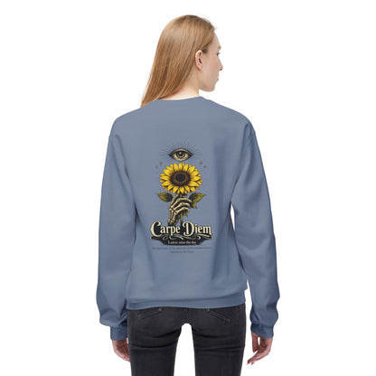 Carpe Diem Sunflower & Dragon Crewneck Sweatshirt