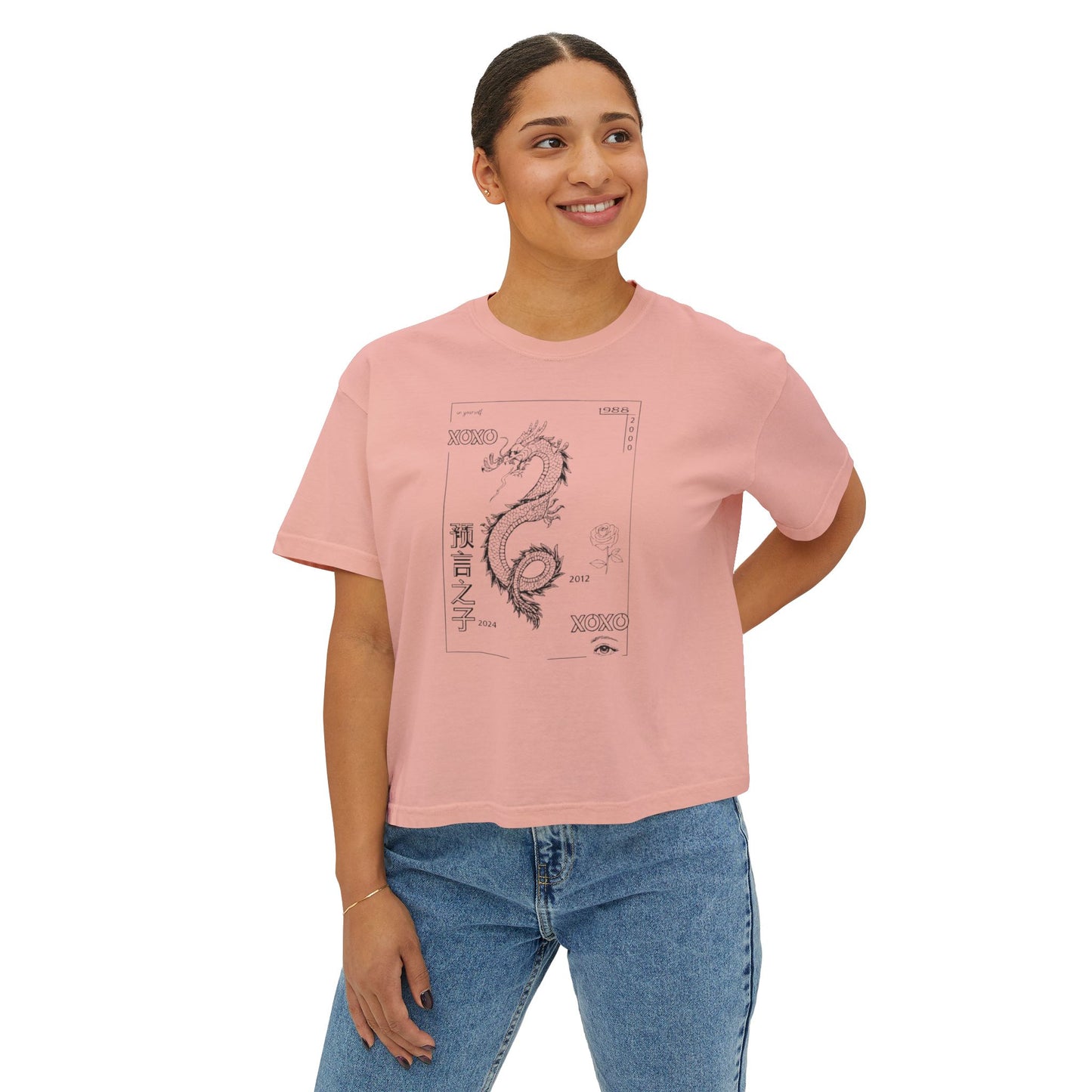 Women's Boxy Tee - Carpe Diem Sunflower & Dragon