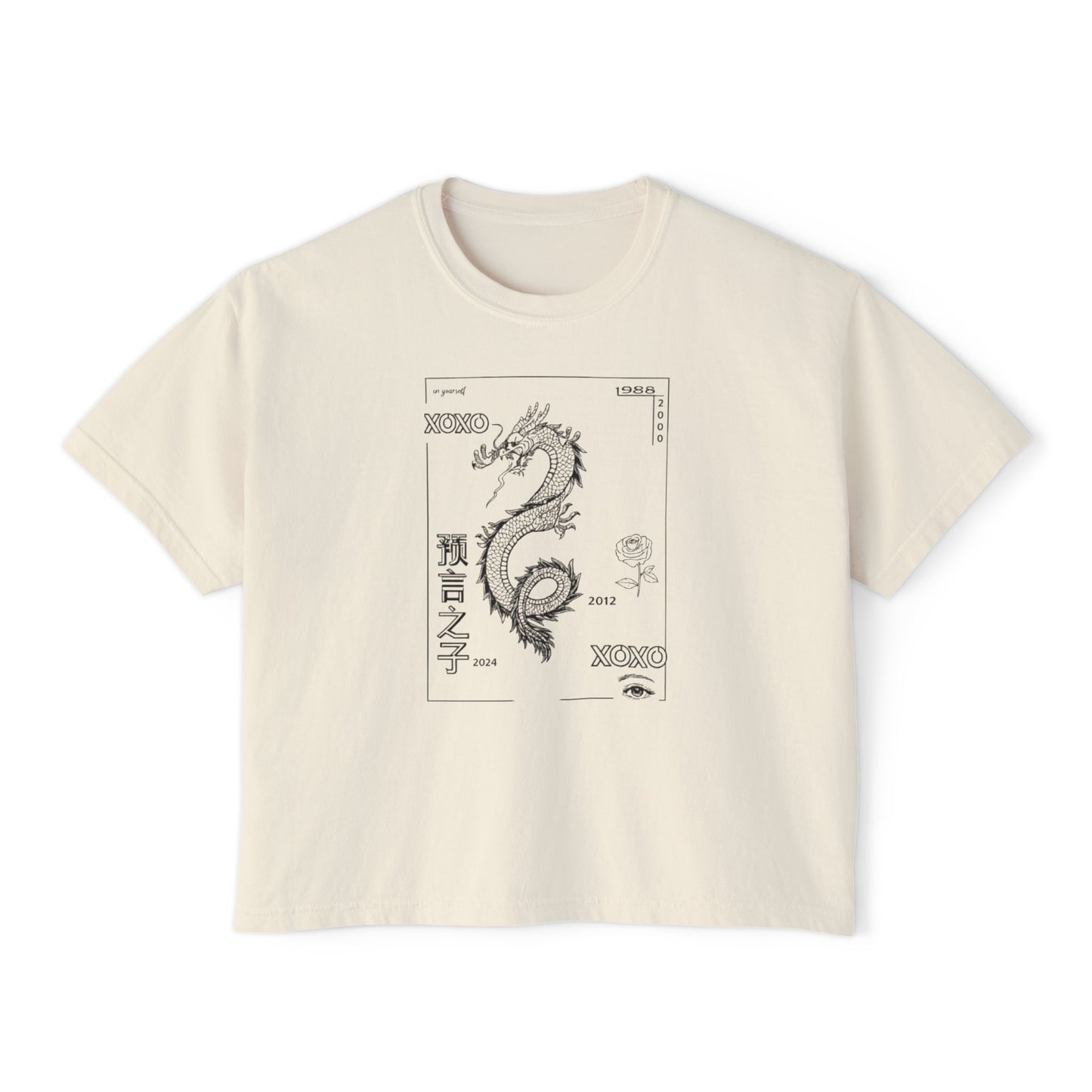 Women's Boxy Tee - Carpe Diem Sunflower & Dragon