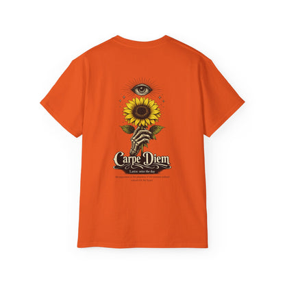Carpe Diem Sunflower & Dragon Graphic Tee
