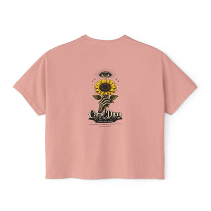 Women's Boxy Tee - Carpe Diem Sunflower & Dragon