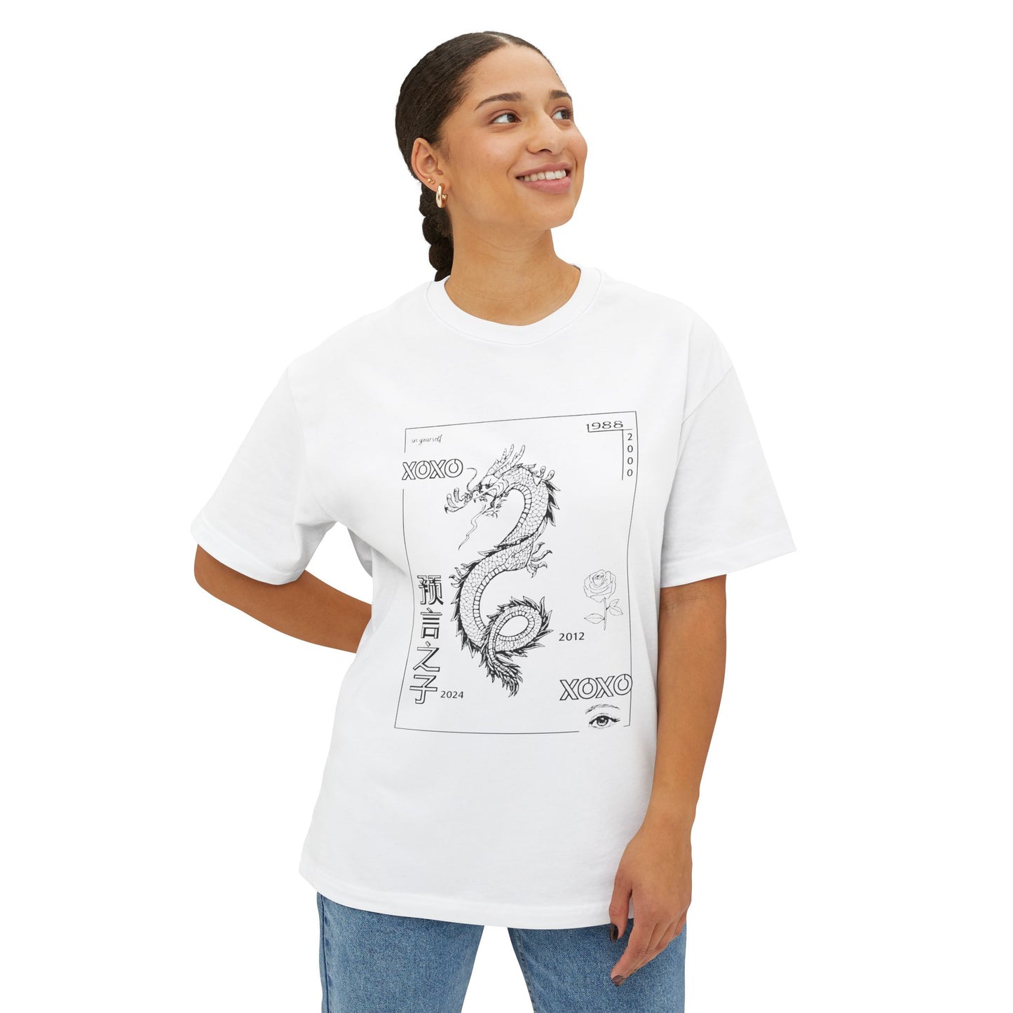 Dragon & Sunflower Graphic Tee — Carpe Diem Aesthetic Oversized T‑Shirt