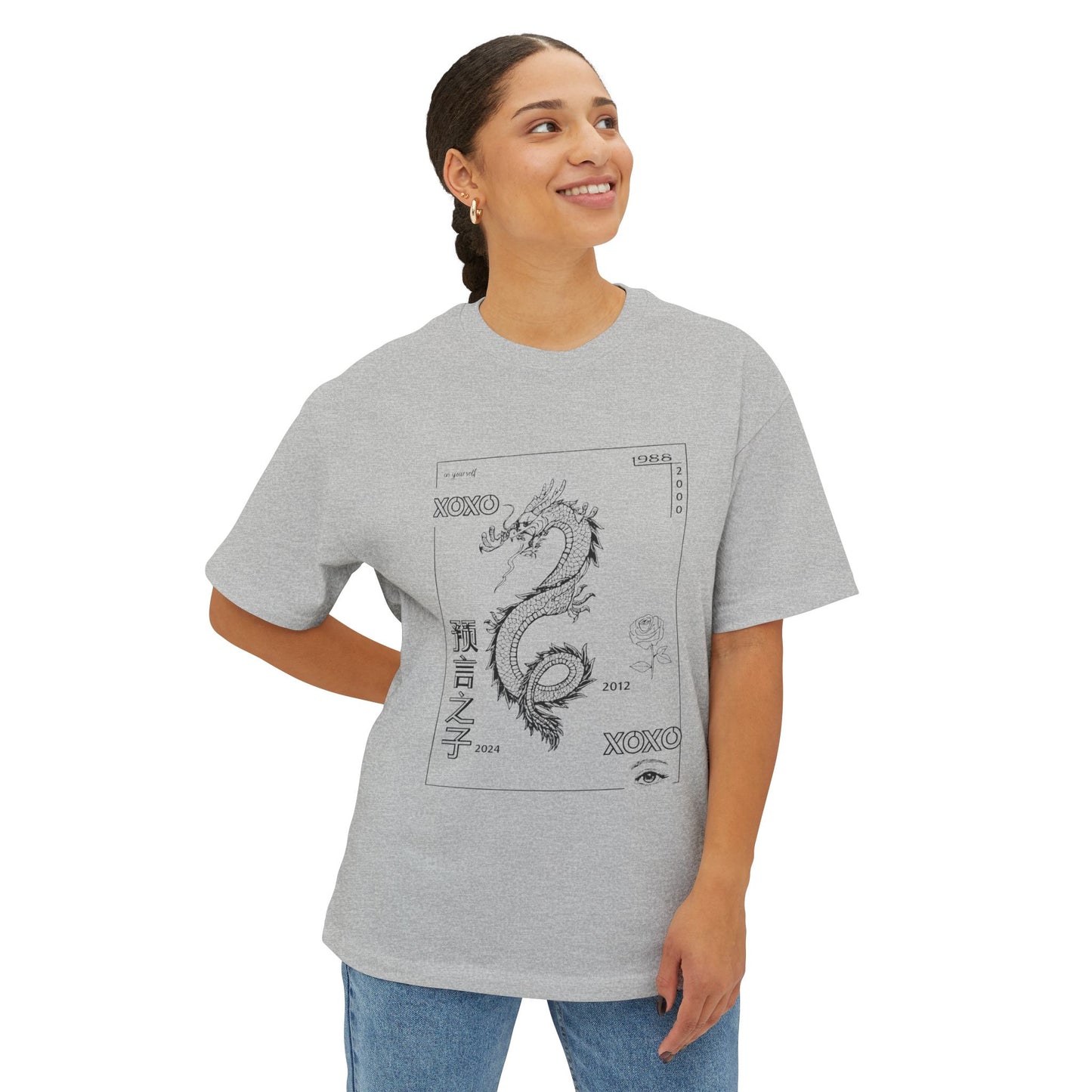 Dragon & Sunflower Graphic Tee — Carpe Diem Aesthetic Oversized T‑Shirt