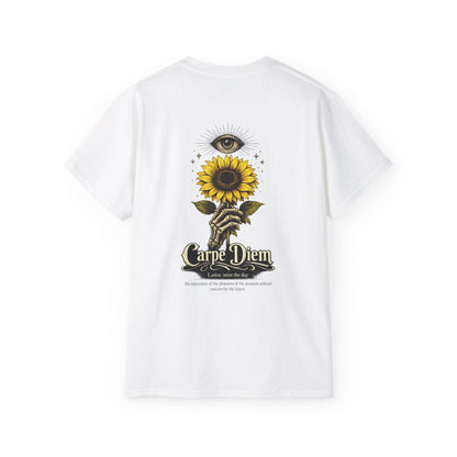 Carpe Diem Sunflower & Dragon Graphic Tee