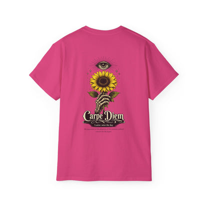 Carpe Diem Sunflower & Dragon Graphic Tee