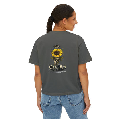 Women's Boxy Tee - Carpe Diem Sunflower & Dragon