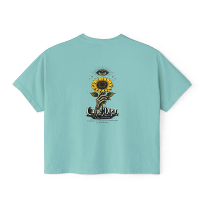 Women's Boxy Tee - Carpe Diem Sunflower & Dragon