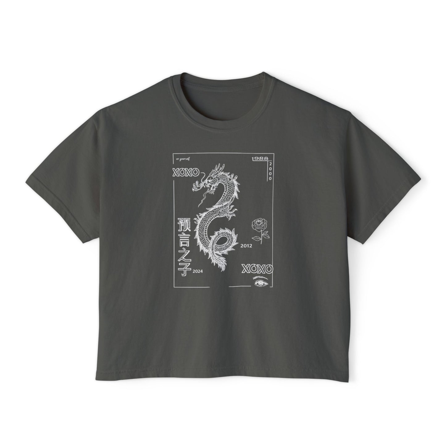 Women's Boxy Tee - Carpe Diem Sunflower & Dragon