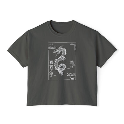 Women's Boxy Tee - Carpe Diem Sunflower & Dragon