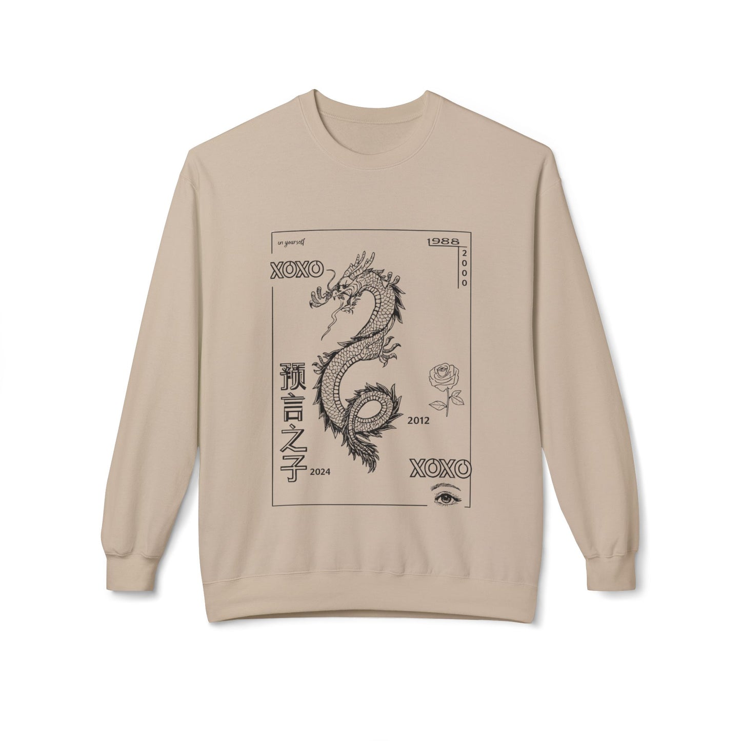 Carpe Diem Sunflower & Dragon Crewneck Sweatshirt