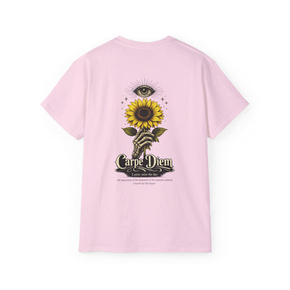 Carpe Diem Sunflower & Dragon Graphic Tee