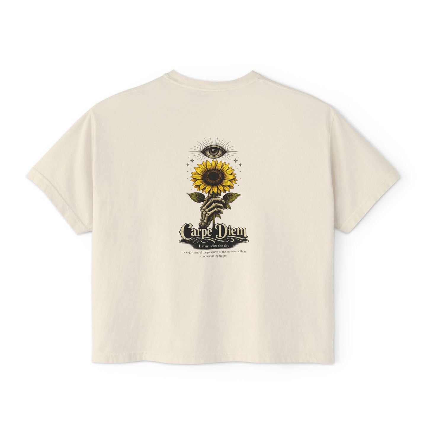 Women's Boxy Tee - Carpe Diem Sunflower & Dragon