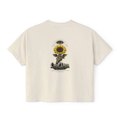 Women's Boxy Tee - Carpe Diem Sunflower & Dragon
