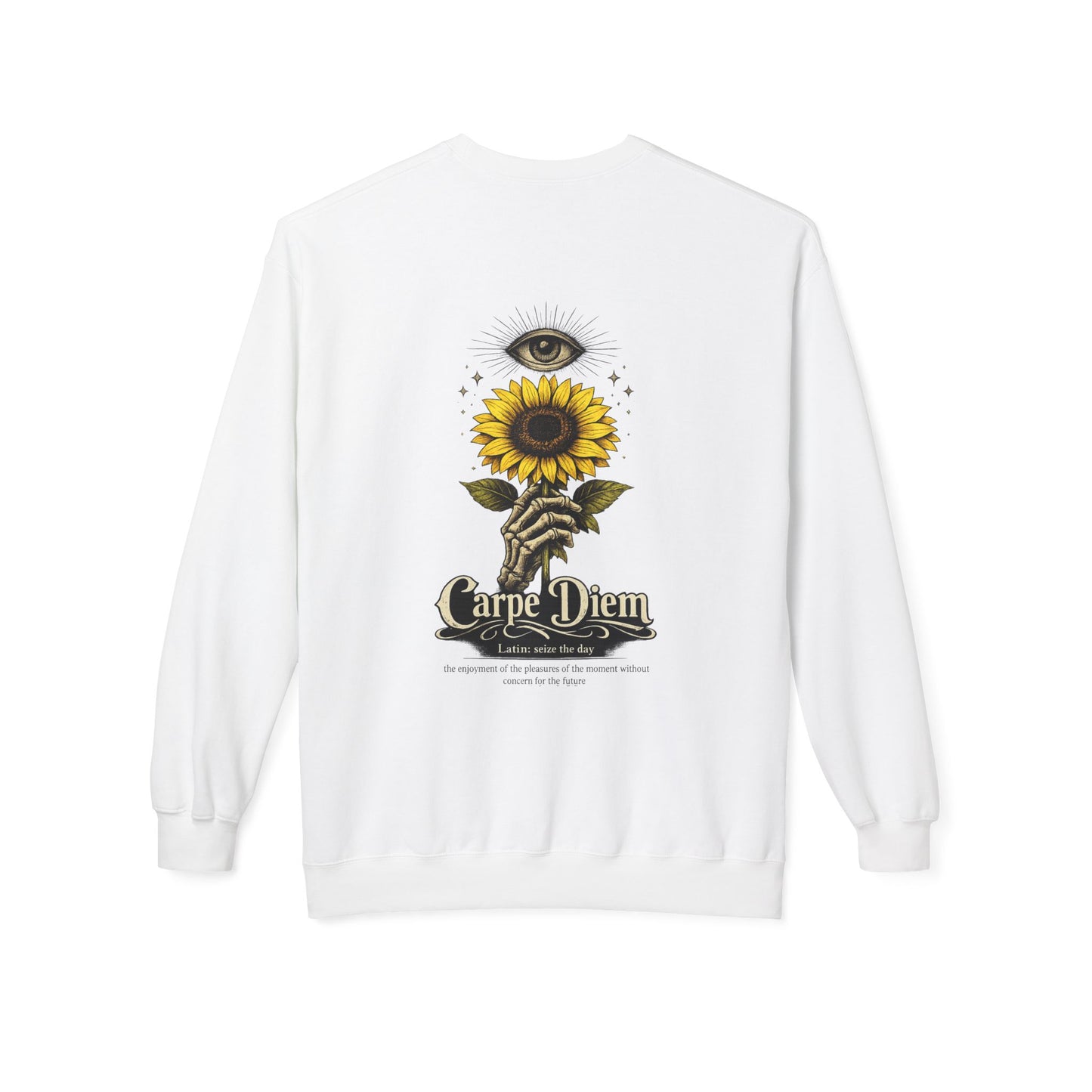 Carpe Diem Sunflower & Dragon Crewneck Sweatshirt