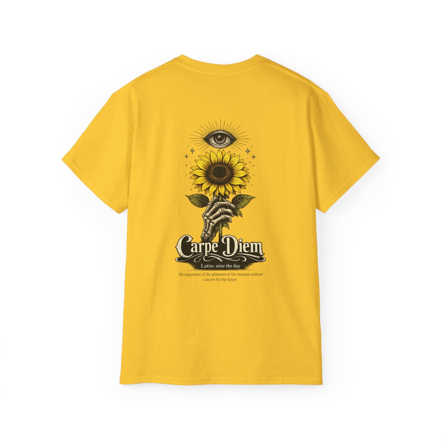 Carpe Diem Sunflower & Dragon Graphic Tee