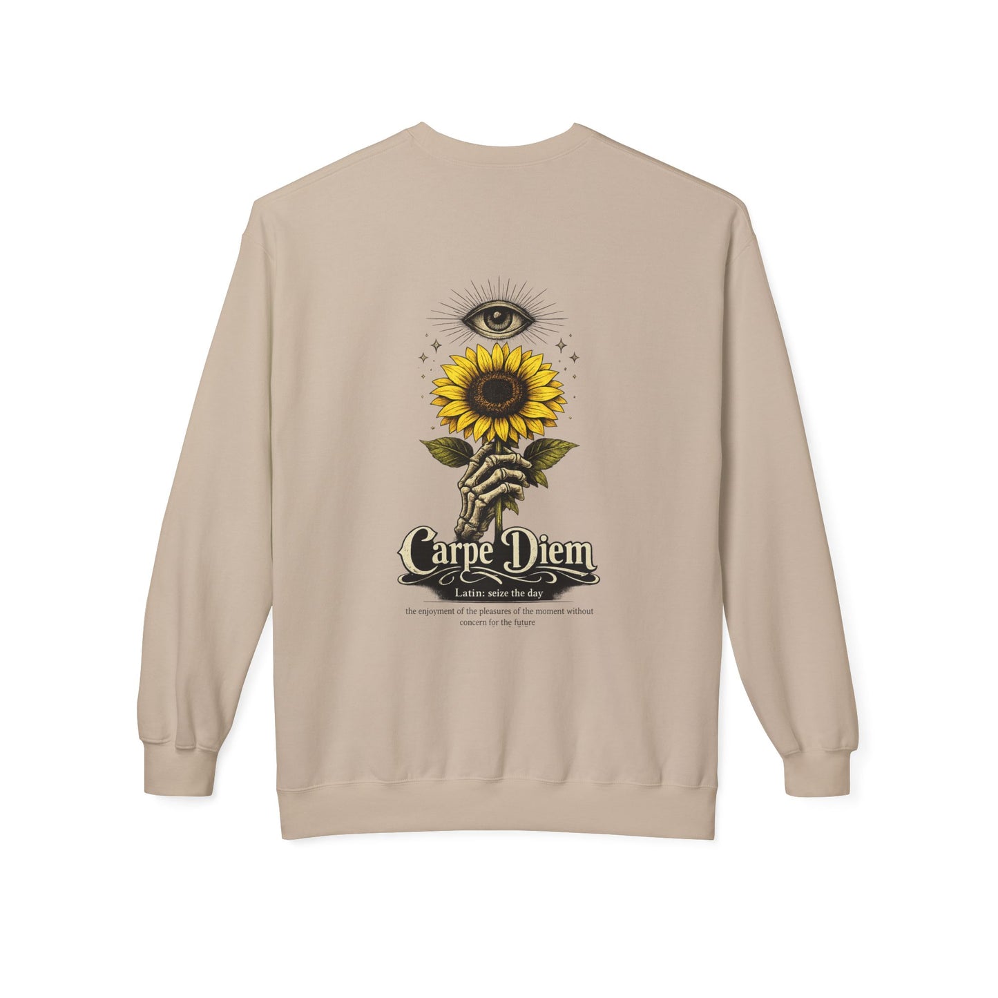 Carpe Diem Sunflower & Dragon Crewneck Sweatshirt