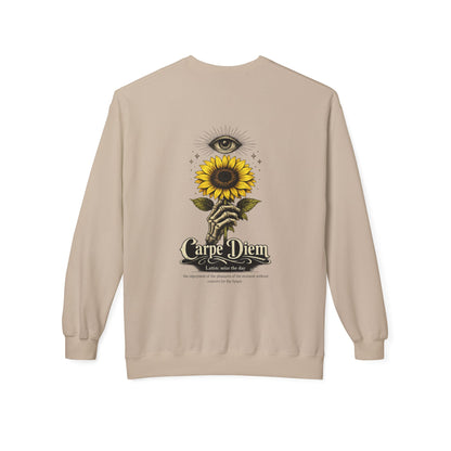 Carpe Diem Sunflower & Dragon Crewneck Sweatshirt