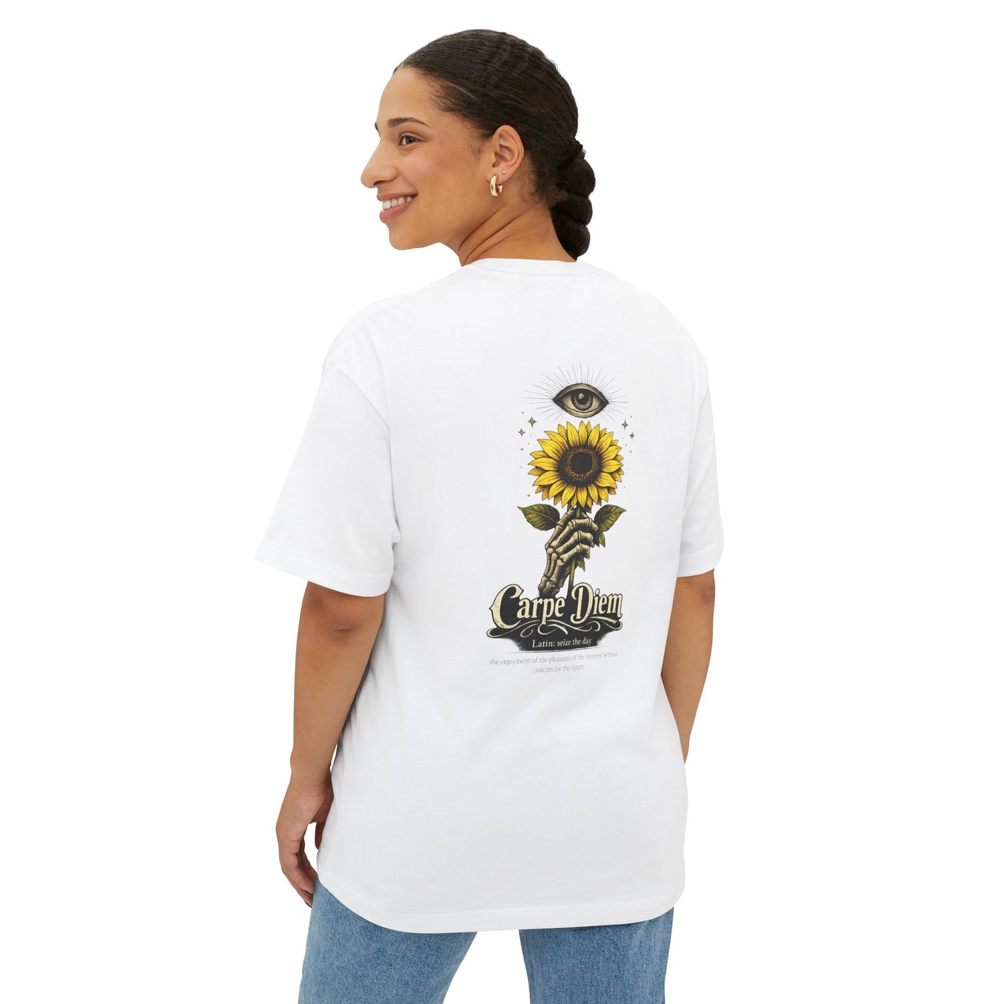Dragon & Sunflower Graphic Tee — Carpe Diem Aesthetic Oversized T‑Shirt