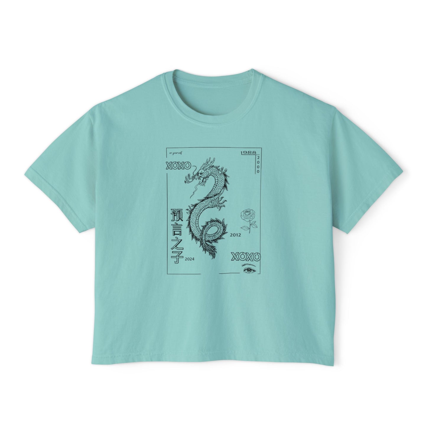Women's Boxy Tee - Carpe Diem Sunflower & Dragon
