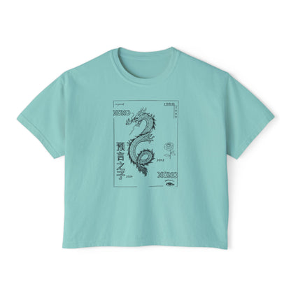 Women's Boxy Tee - Carpe Diem Sunflower & Dragon