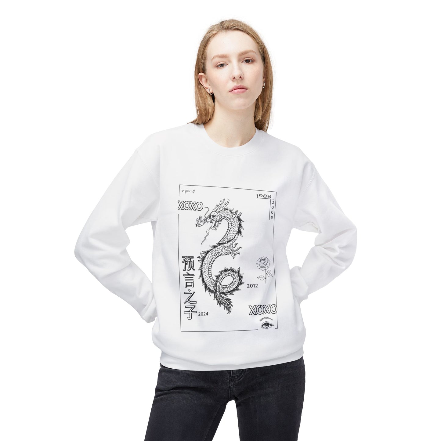 Carpe Diem Sunflower & Dragon Crewneck Sweatshirt